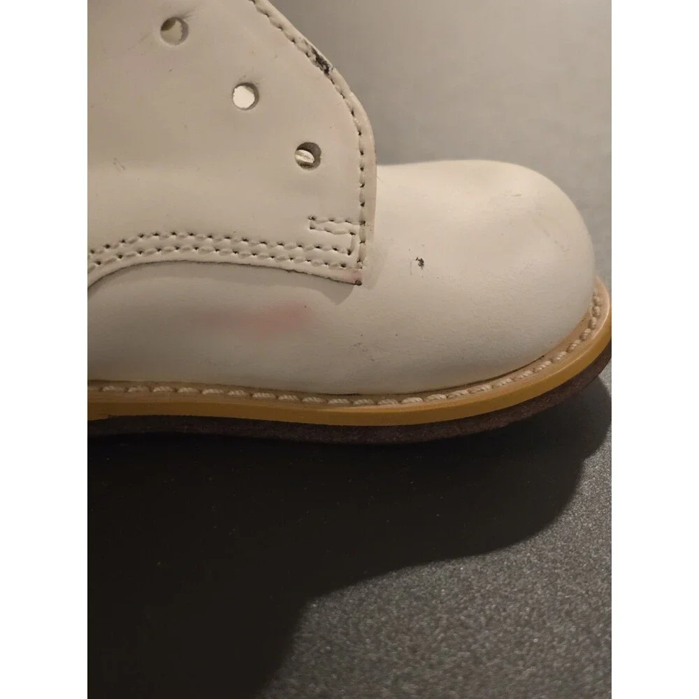 Vintage White Leather Baby Toddler Oxford Shoes Size 5 EEE Wide Leather Sole...